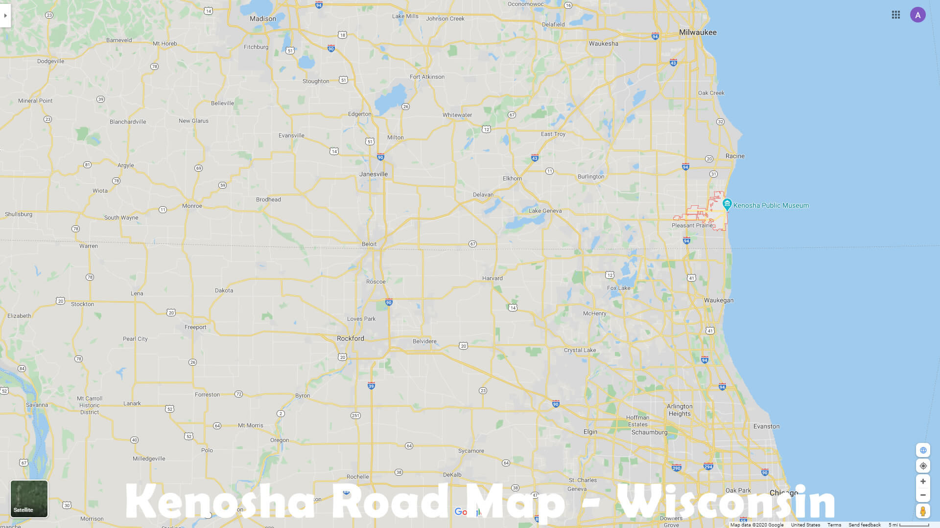 Kenosha Road Map   Wisconsin